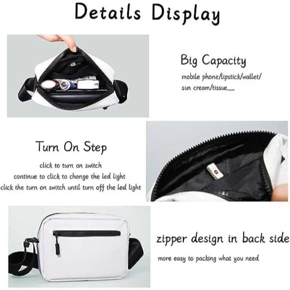 Light Up Crossbody Bag Women Optical Fiber Luminous Wallet Party Purse